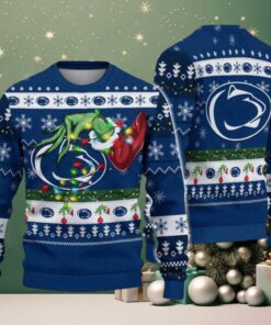 Penn State Nittany Lions Merry Christmas Grinch Hand NCAA Ugly Christmas Sweater