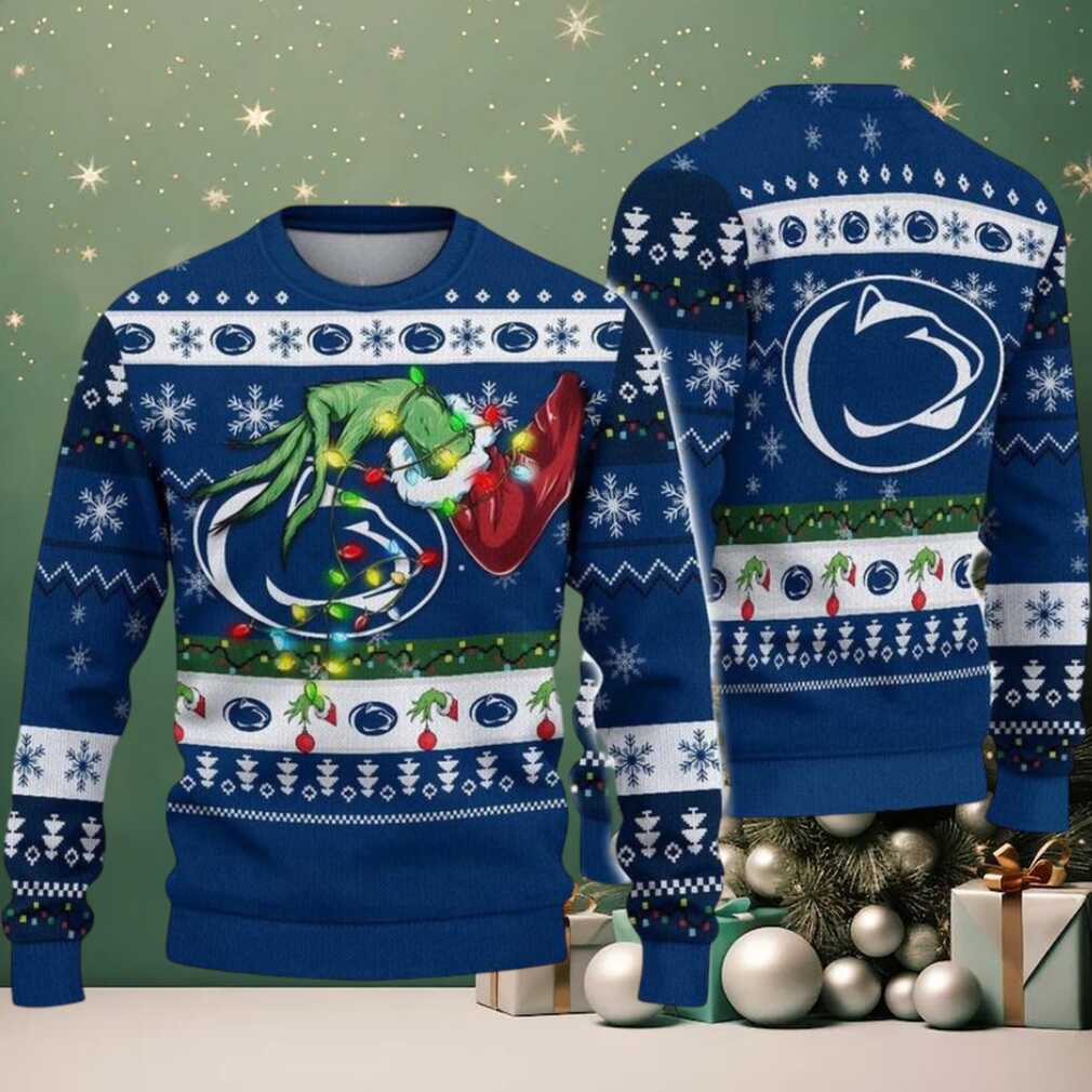 Penn State Nittany Lions Merry Christmas Grinch Hand NCAA Ugly Christmas Sweater Penn State Nittany Lions Merry Christmas Grinch Hand NCAA Ugly Christmas Sweater
