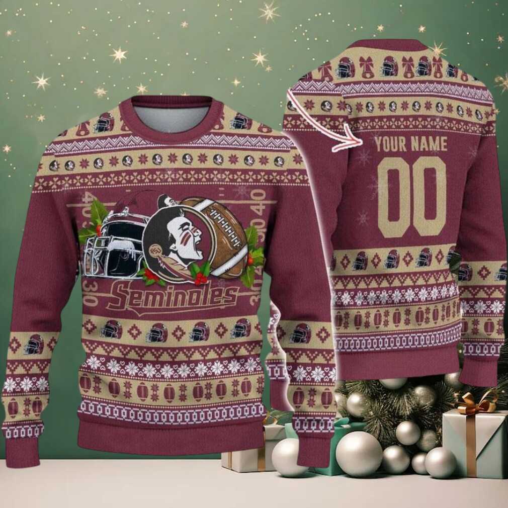 Personalized Florida State Seminoles Logo Football NCAA Ugly Christmas Sweater Personalized Florida State Seminoles Logo Football NCAA Ugly Christmas Sweater
