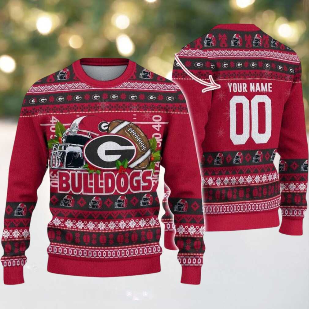 Personalized Georgia Bulldogs Logo Football NCAA Ugly Christmas Sweater Personalized Georgia Bulldogs Logo Football NCAA Ugly Christmas Sweater