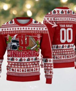 Personalized Indiana Hoosiers Logo Football NCAA Ugly Christmas Sweater