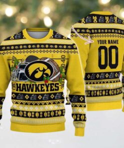 Personalized Iowa Hawkeyes Logo Football NCAA Ugly Christmas Sweater