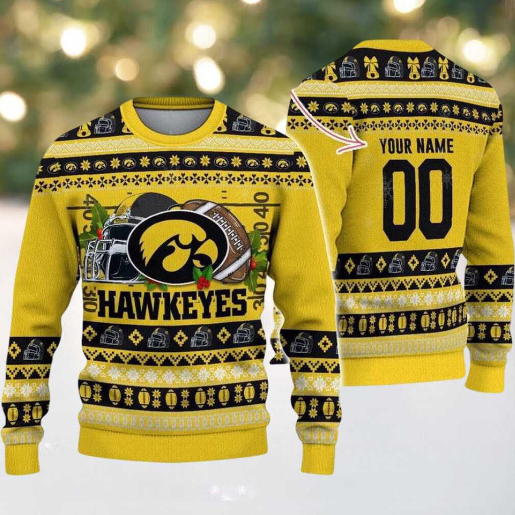 Personalized Iowa Hawkeyes Logo Football NCAA Ugly Christmas Sweater Personalized Iowa Hawkeyes Logo Football NCAA Ugly Christmas Sweater