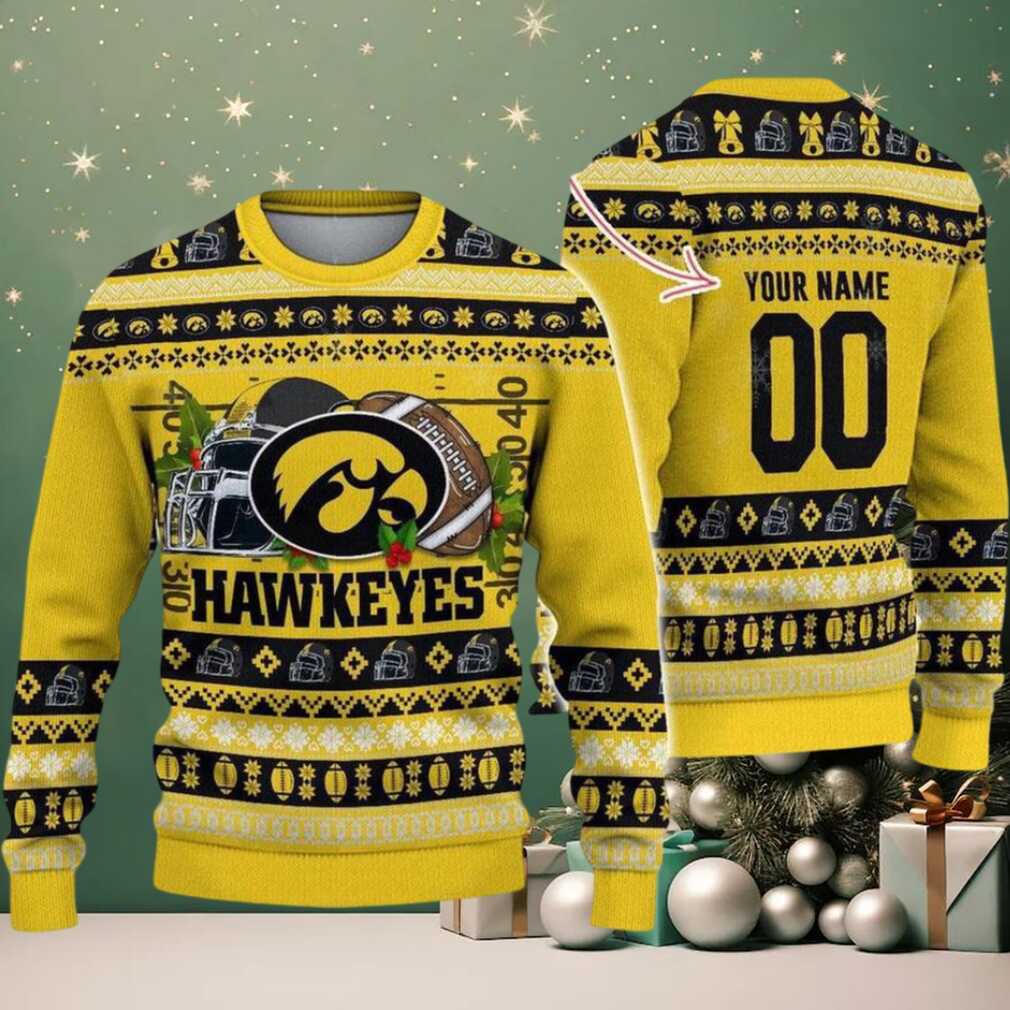 Personalized Iowa Hawkeyes Logo Football NCAA Ugly Christmas Sweater Personalized Iowa Hawkeyes Logo Football NCAA Ugly Christmas Sweater