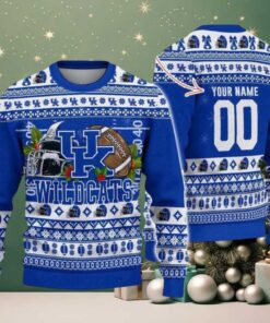 Personalized Kentucky Wildcats Logo Football NCAA Ugly Christmas Sweater