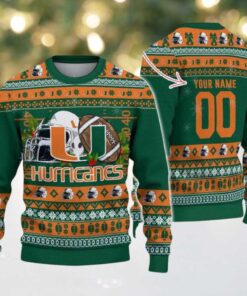 Personalized Miami Hurricanes Logo Football NCAA Ugly Christmas Sweater