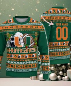 Personalized Miami Hurricanes Logo Football NCAA Ugly Christmas Sweater