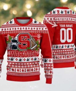 Personalized NC State Wolfpack Logo Football NCAA Ugly Christmas Sweater