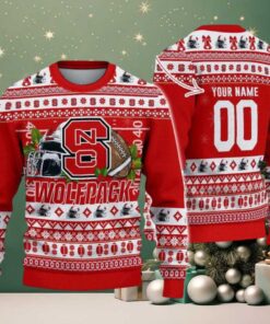 Personalized NC State Wolfpack Logo Football NCAA Ugly Christmas Sweater