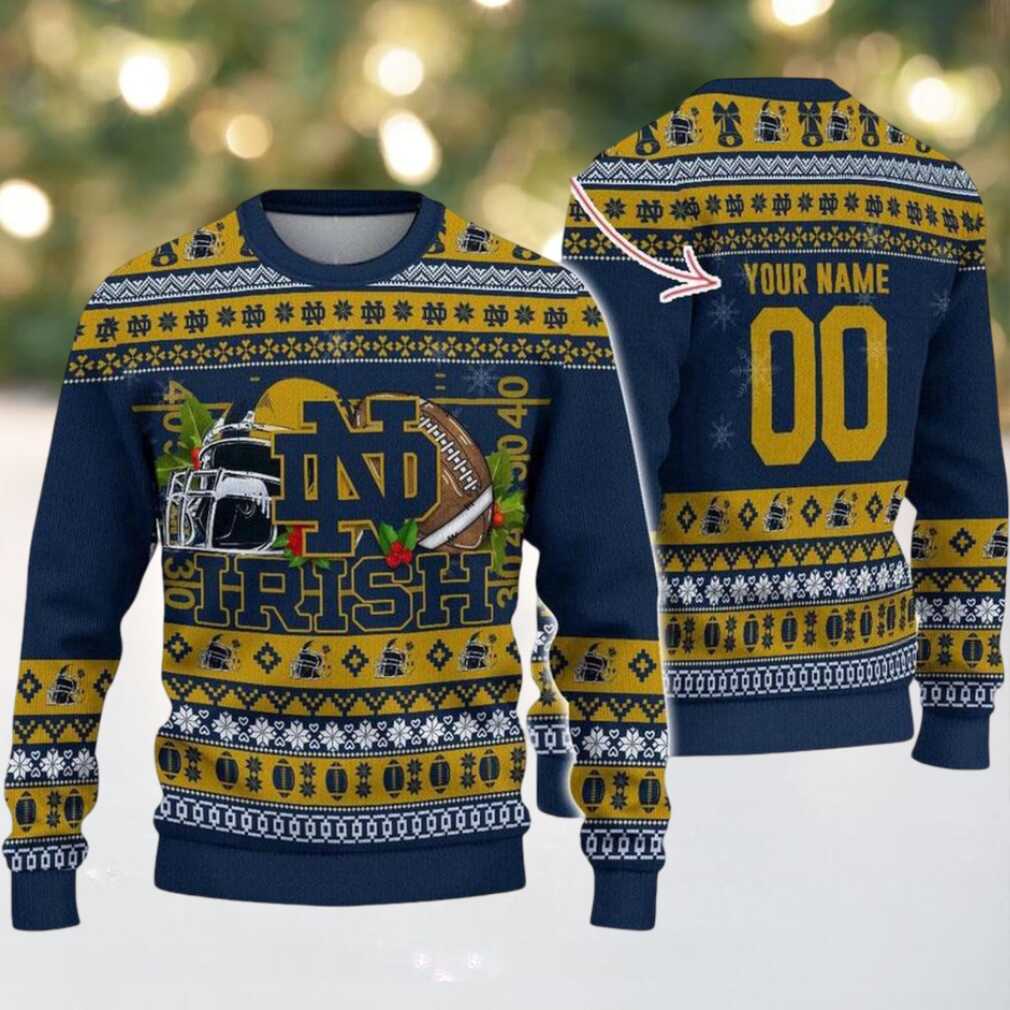 Personalized Notre Dame Fighting Irish Logo Football NCAA Ugly Christmas Sweater Personalized Notre Dame Fighting Irish Logo Football NCAA Ugly Christmas Sweater