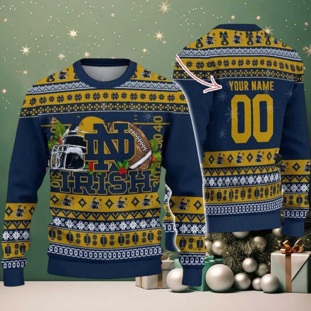 Personalized Notre Dame Fighting Irish Logo Football NCAA Ugly Christmas Sweater Personalized Notre Dame Fighting Irish Logo Football NCAA Ugly Christmas Sweater