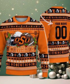 Personalized Oklahoma State Cowboys Logo Football NCAA Ugly Christmas Sweater