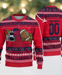 Personalized Ole Miss Rebels Logo Football NCAA Ugly Christmas Sweater