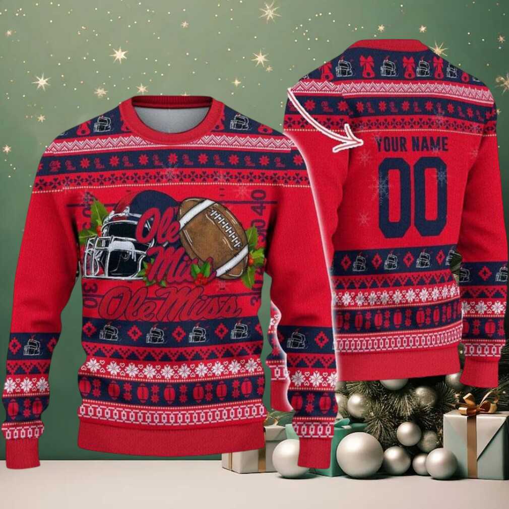 Personalized Ole Miss Rebels Logo Football NCAA Ugly Christmas Sweater Personalized Ole Miss Rebels Logo Football NCAA Ugly Christmas Sweater