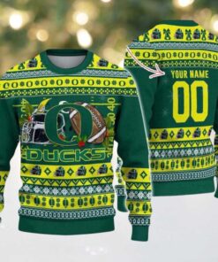 Personalized Oregon Ducks Logo Football NCAA Ugly Christmas Sweater