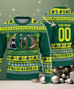 Personalized Oregon Ducks Logo Football NCAA Ugly Christmas Sweater