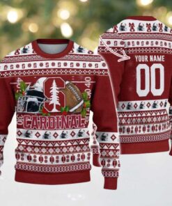 Personalized Stanford Cardinal Logo Football NCAA Ugly Christmas Sweater
