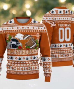 Personalized Texas Longhorns Logo Football NCAA Ugly Christmas Sweater