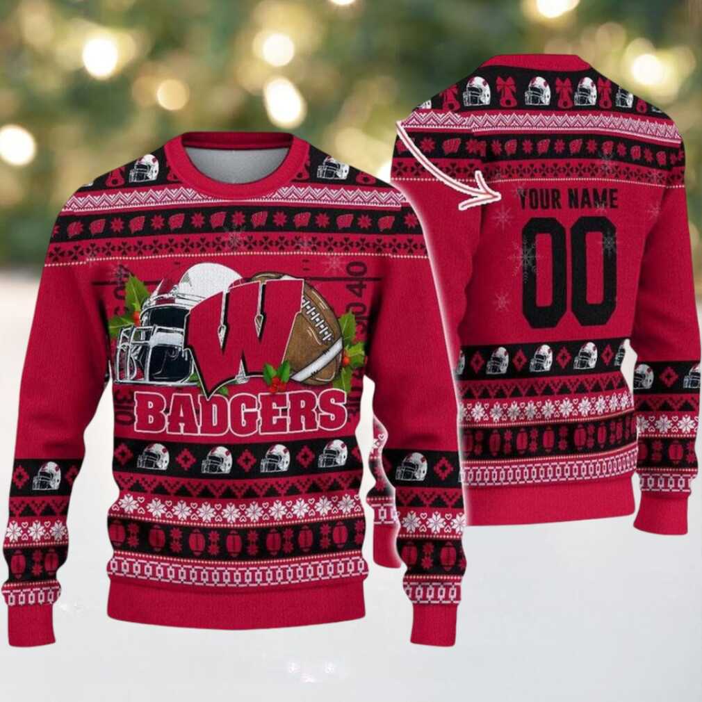 Personalized Wisconsin Badgers Logo Football NCAA Ugly Christmas Sweater Personalized Wisconsin Badgers Logo Football NCAA Ugly Christmas Sweater