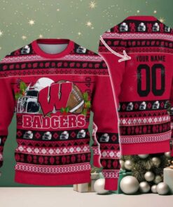 Personalized Wisconsin Badgers Logo Football NCAA Ugly Christmas Sweater