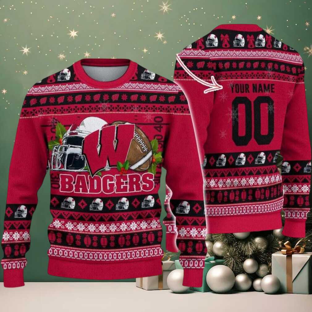 Personalized Wisconsin Badgers Logo Football NCAA Ugly Christmas Sweater Personalized Wisconsin Badgers Logo Football NCAA Ugly Christmas Sweater