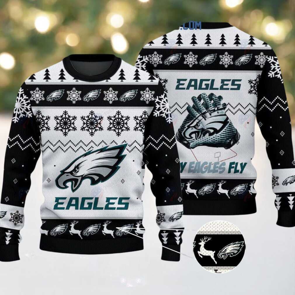 Philadelphia Eagles Fly Eagles Fly Christmas Ugly Sweater, hoodie, sweater, long sleeve and tank top Philadelphia Eagles Fly Eagles Fly Christmas Ugly Sweater Side View