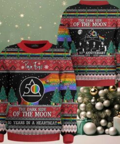 Pink Floyd Dark Side Of The Moon 50 Year in A Heart Beat Ugly Christmas Sweater