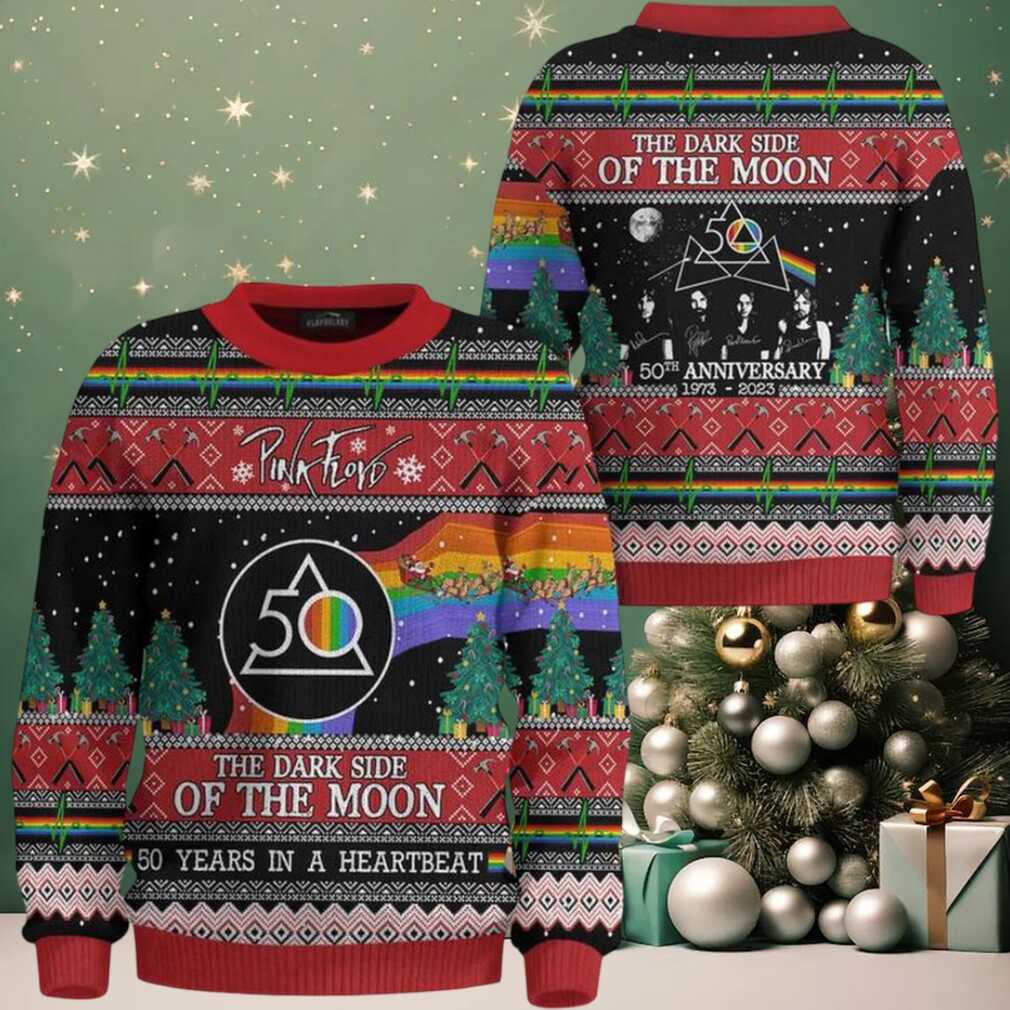 Pink Floyd Dark Side Of The Moon 50 Year in A Heart Beat Ugly Christmas Sweater Pink Floyd Dark Side Of The Moon 50 Year in A Heart Beat Ugly Christmas Sweater