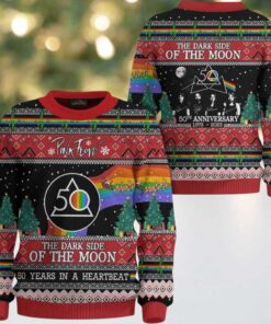 Pink Floyd Dark Side Of The Moon 50 Year in A Heart Beat Ugly Christmas Sweater