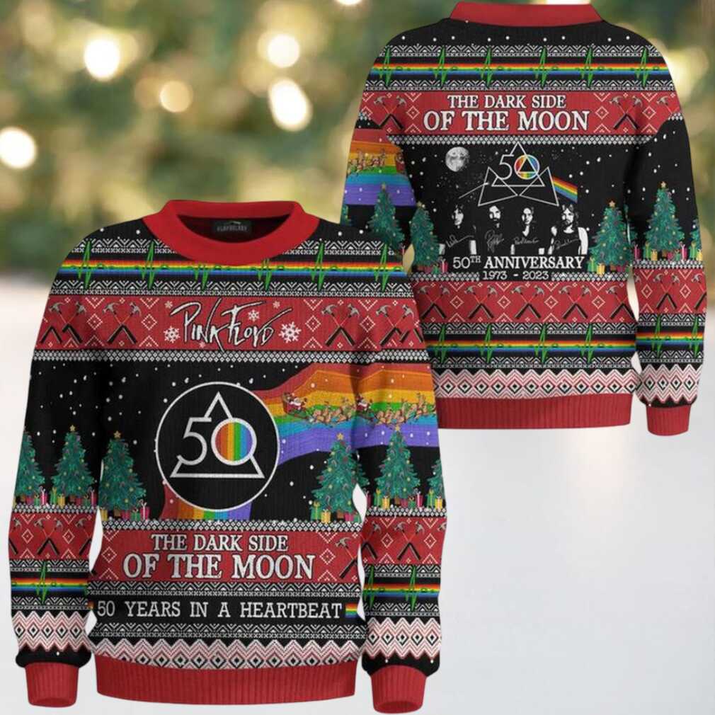 Pink Floyd Dark Side Of The Moon 50 Year in A Heart Beat Ugly Christmas Sweater Pink Floyd Dark Side Of The Moon 50 Year in A Heart Beat Ugly Christmas Sweater