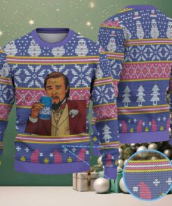 Purple Multicolor Snowflake & Christmas Tree Pattern Bud Light Meme Ugly Christmas Sweater