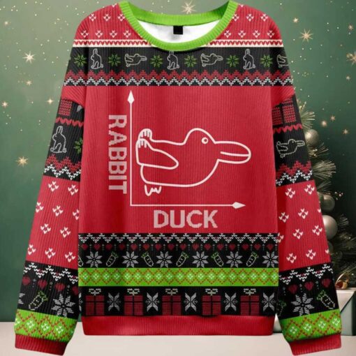 Rabbit or Duck Funny Red Ugly Christmas Sweater