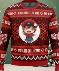 Red Blood Cell Cells at Work Ugly Christmas Sweater
