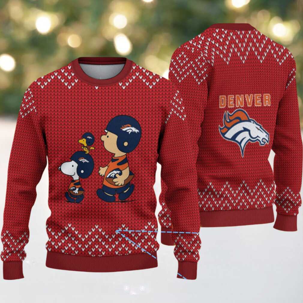 Red Denver Broncos Snoopy and Charlie Brown Knitted Zigzag Pattern Vintage Ugly Christmas Sweater Red Denver Broncos Snoopy and Charlie Brown Knitted Zigzag Pattern Vintage Ugly Christmas Sweater