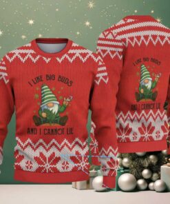 Red Gnome with Cannabis Leaf Snowflake Pattern Vintage Ugly Christmas Sweater
