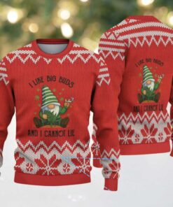 Red Gnome with Cannabis Leaf Snowflake Pattern Vintage Ugly Christmas Sweater