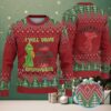 Black & Green Christmas Tree Pattern “Fireball Cinnamon Whisky Bottles” Ugly Holiday Sweater