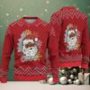 Black Red & White Dancing Black Santa & Mrs. Claus with Snowflake Gift Pattern – Vintage Ugly Christmas Sweater Black Red & White Dancing Black Santa & Mrs. Claus with Snowflake Gift Pattern – Vintage Ugly Christmas Sweater