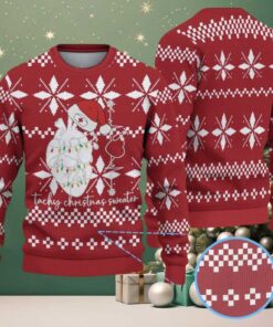 Red Ugly Christmas Sweater with White Geometric Snowflake Pattern Featuring Nurse Heart Anatomy