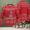 Black Ugly Christmas Sweater with White Snowflake Pattern Featuring Santa Dinosaur with Gift