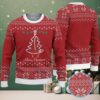 Navy Blue Ugly Christmas Sweater with White Snowflake Pattern Featuring Nurse Theme Christmas Tree with Lights