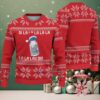 White Ugly Christmas Sweater with Blue Snowflake Pattern Featuring Gingerbread Nurse