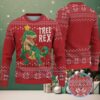 White Ugly Christmas Sweater with Red Reindeer and Diamond Pattern Featuring Hello Kitty Ice Skating in Winter Outfit