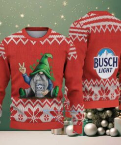 Red & White Snowflake Knit “Busch Light Drunk Gnome” Ugly Christmas Sweater