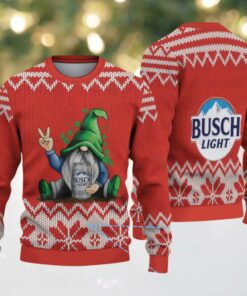 Red & White Snowflake Knit “Busch Light Drunk Gnome” Ugly Christmas Sweater
