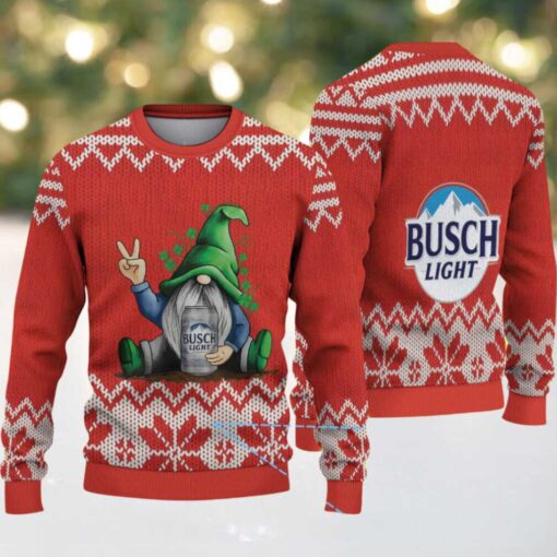 Red & White Snowflake Knit “Busch Light Drunk Gnome” Ugly Christmas Sweater