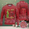 Beige & Green Snowflake Pattern “Busch Light Grinch Hand” Ugly Christmas Sweater