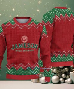 Red and Green Chevron Pattern “Jameson Irish Whiskey” Ugly Christmas Sweater