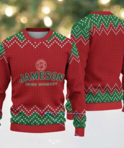 Red and Green Chevron Pattern “Jameson Irish Whiskey” Ugly Christmas Sweater