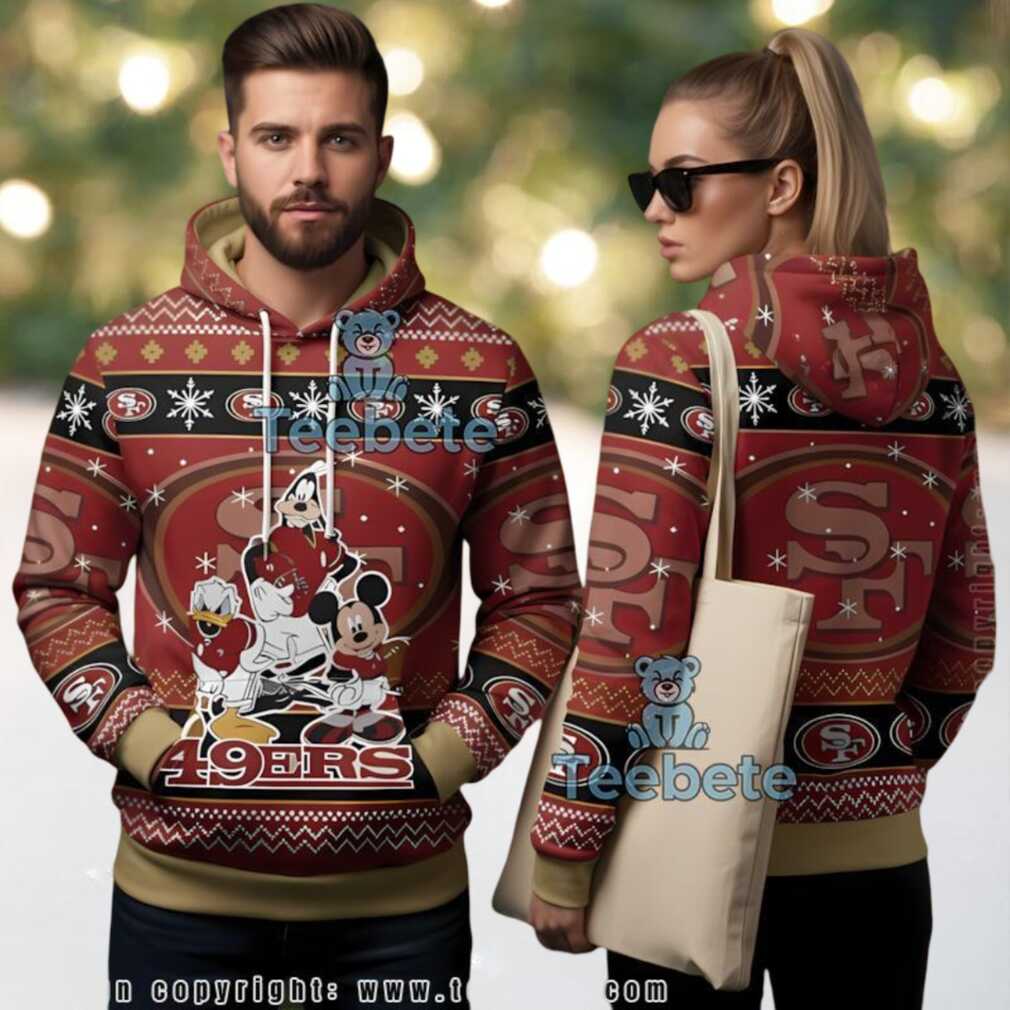 San Francisco 49Ers Mickey Mouse Donald Goofy Ugly Christmas 3D Hoodie San Francisco 49Ers Mickey Mouse Donald Goofy Ugly Christmas 3D Hoodie